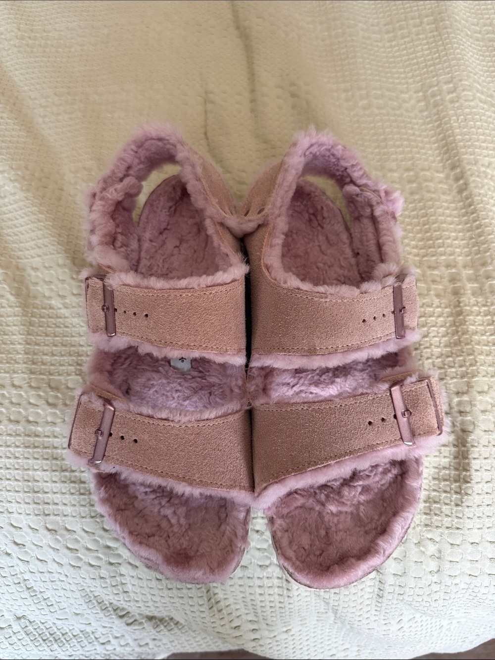 Birkenstock Milano Suede Shearling (Light Rose) Size 42